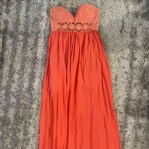 Orange Sweetheart Maxi Dress Womans sz Medium